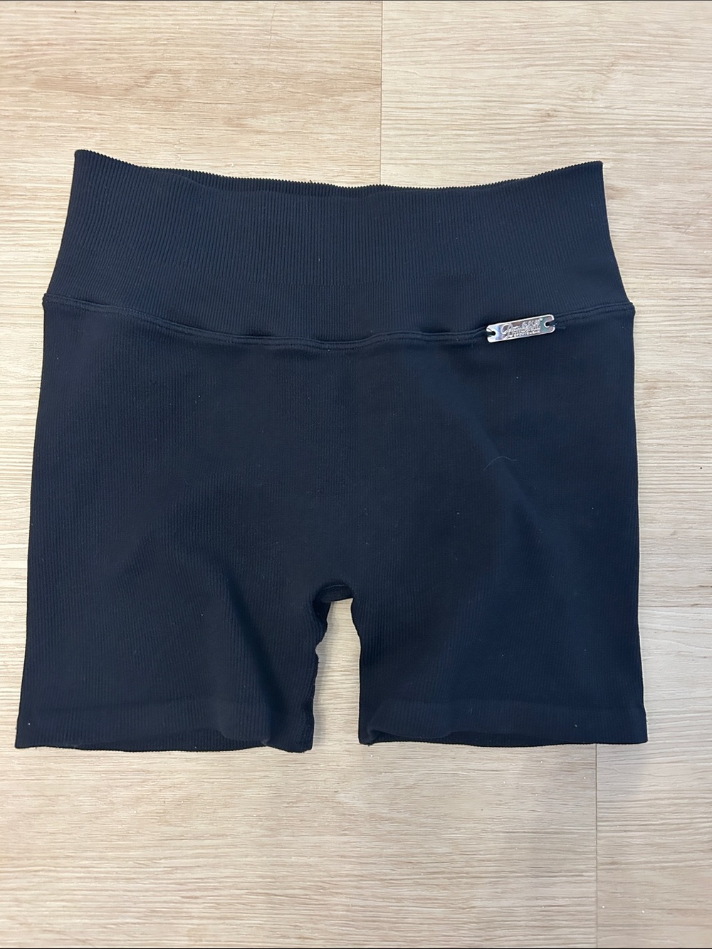 Bombshell Sportswear Black Women's Ribbed High-Waist Bike Shorts Small